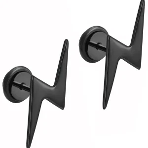 PENDIENTES RAYO ACERO NEGRO