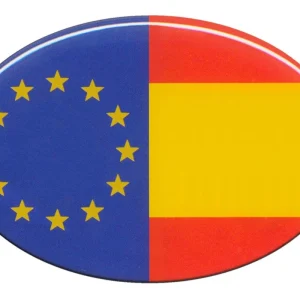PEGATINA OVALADA BANDERA ESPAÑA Y EUROPA