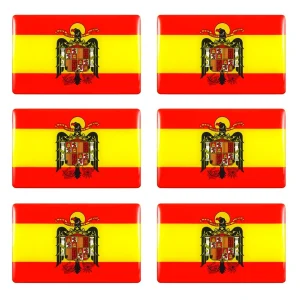 PEGATINA RECTANGULAR BANDERA ESPAÑA AGUILA SAN JUAN 26x16mm