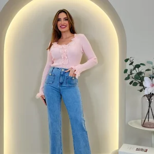 PANTALON BOLSILLOS BOTON NACAR AZUL