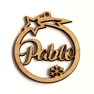 BOLA NAVIDAD DE MADERA PERSONALIZADA FORMA ESTRELLA