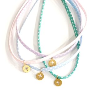 COLLAR CINTA TOPITOS CRUZ DORADA
