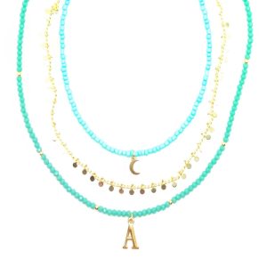 CONJUNTO MUJER COLLAR FACETADAS VERDE ROCALLA VERDE AGUA