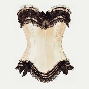 Cappuccino  – Corsé de satén crema con encajes en negro