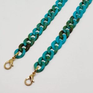 CUELGAMASCARILLA CADENA ESLABONES PLANOS AZUL-VERDOSO