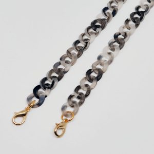 CUELGAMASCARILLA CADENA ESLABONES PLANOS NEGROS-GRISES