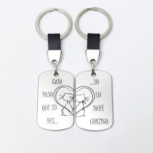 LLAVERO PERSONALIZADO PARA PAREJAS DÚO “CADA PASO QUE TÚ DES YO LO DARÉ CONTIGO”