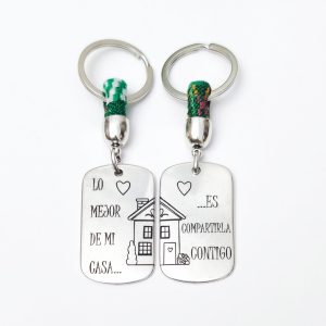 LLAVERO PERSONALIZADO PARA PAREJAS DÚO “LO MEJOR DE MI CASA ES COMPARTIRLA CONTIGO”