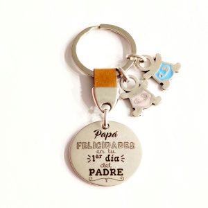LLAVERO PERSONALIZADO DE CUERO Y ZAMAK PARA PAPÁ PARA EL DÍA DEL PADRE “PAPÁ PRIMERIZO”