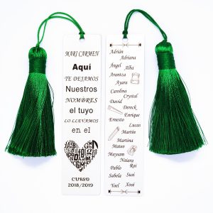 MARCAPÁGINAS PERSONALIZADO PARA PROFESORES “AQUÍ TE DEJAMOS NUESTROS NOMBRES, EL TUYO LO LLEVAMOS EN EL CORAZÓN”