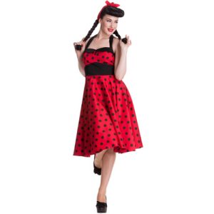 Adelaide – Vestido pin up rojo a lunares