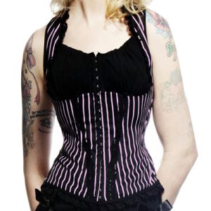 Cindy – Corset con raya diplomática rosa