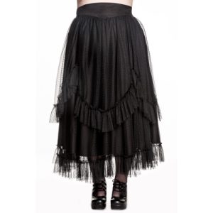 Eleanor – Falda gótica en talla grandes negra de tul moteado