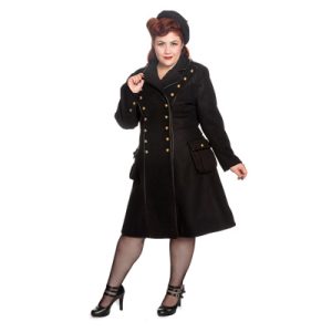 Imma Plus – Abrigo gótico negro tipo militar en tallas grandes