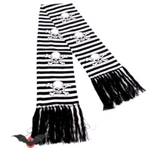 Pirates – Bufanda a rayas blancas y negras con calaveras