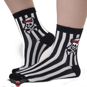 Circe – Calcetines emo góticos a rayas hasta el tobillo