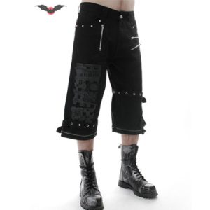 Wild – Bermudas punk largas con hebillas y cremalleras