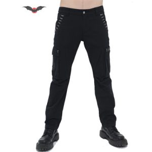 Hard Rock – Pantalón rock vaquero negro estilo roquero