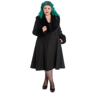 Shonna Plus – Abrigo gótico negro en tallas grandes