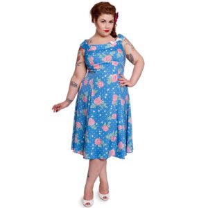 Darlene Blue – Vestido estampado flores en tallas grandes