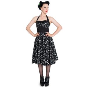 Creepy – Vestido gótico negro estampado