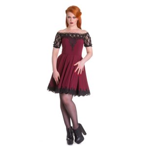 Amara – Vestido gótico de encaje en burdeos