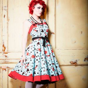 Dixie 50s  – Vestido lolita pin up en azul estampado