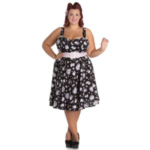 Amalia Plus – Vestido vintage en tallas grandes en negro
