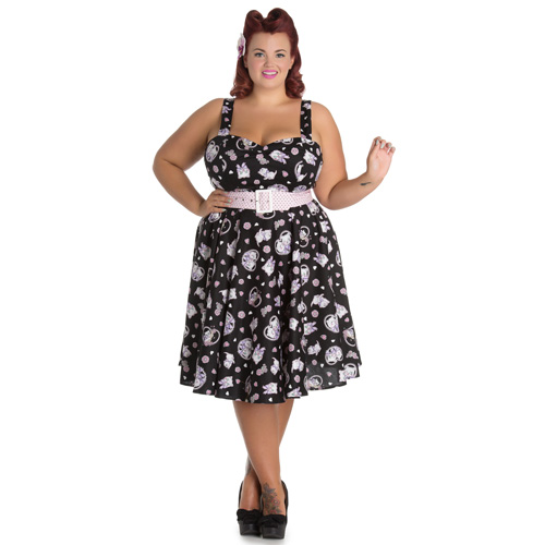 Amalia Plus – Vestido vintage en tallas grandes en negro