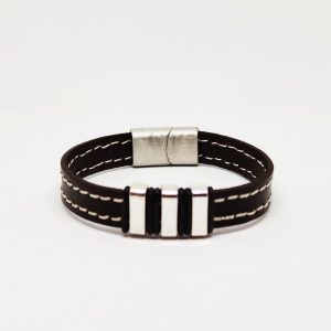 PULSERA HOMBRE CUERO PESPUNTEADO