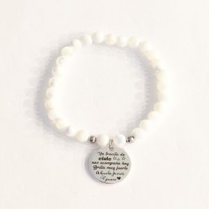 PULSERA PERSONALIZADA PARA COMUNIONES “UN TROCITO DE CIELO NOS ACOMPAÑA HOY. BRILLA MUY FUERTE. TE QUIERO”