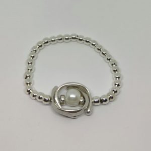 PULSERA MUJER CON PIEZAS ZAMAK, PERLA Y BOLAS “SATURNO”